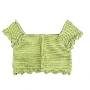 Zara Lime Green Crochet Off Shoulders Cropped Tank Top SZ S #1138